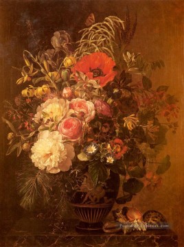 Une Nature morte avec des fleurs dans un vase grec Johan Laurentz Jensen fleur Peinture à l'huile